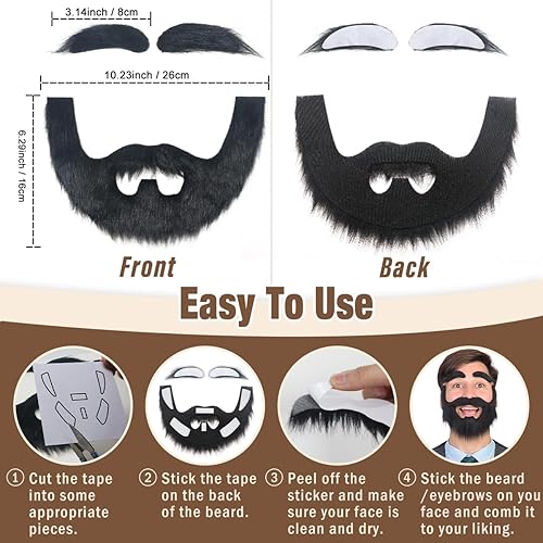 Miniatura 4 de Juego de bigotes falsos autoadhesivos para bricolaje, barba, novedad, bigotes para disfraz y fiesta de festivales de Halloween
