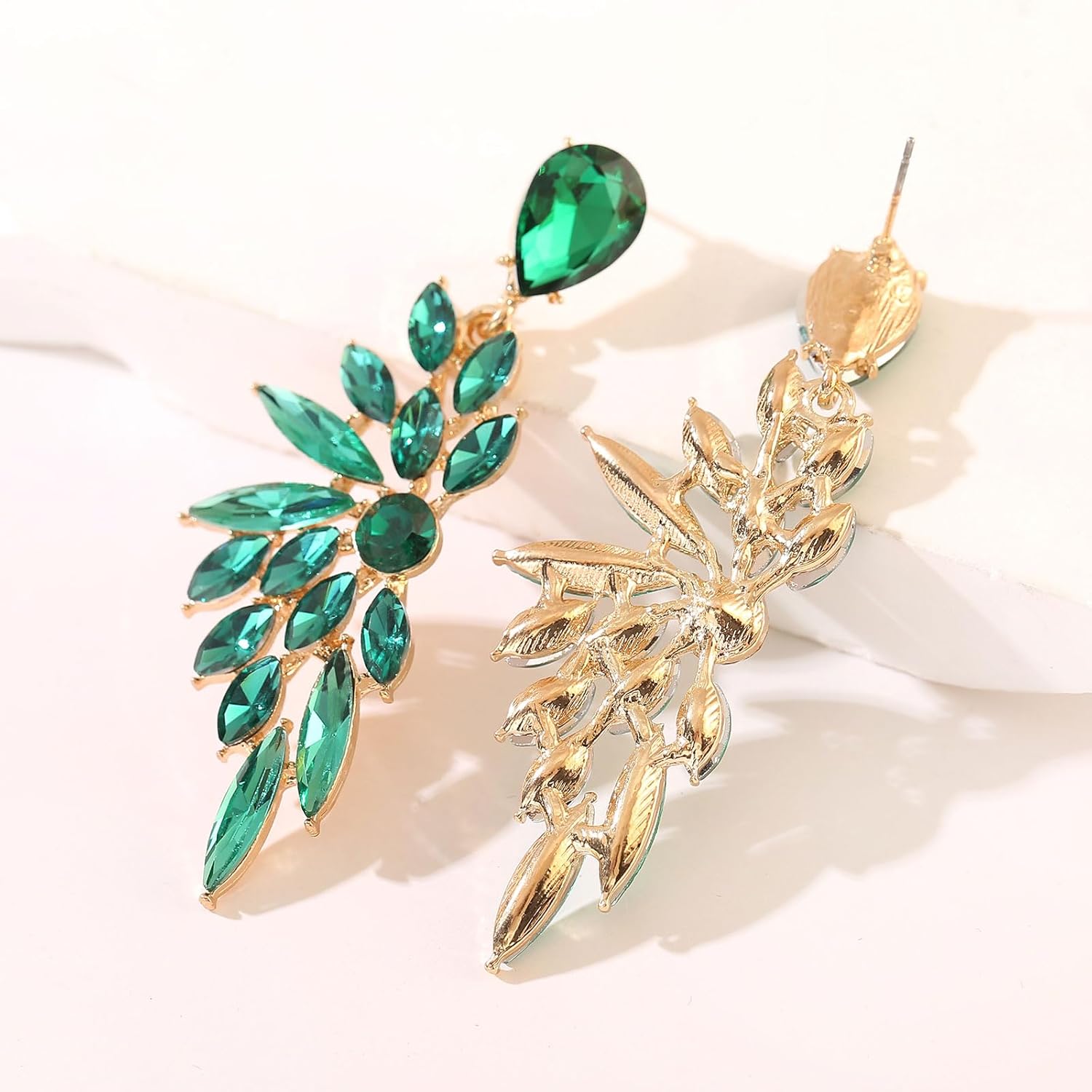 Rhinestone Statement Earrings Cluster Crystal Drop Dangle Earrings Teardrop Chandelier Earring Dangling Prom Wedding Bridal Earrings for Women - Image 5