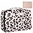 Queboom Travel Makeup Bag Cosmetic Bag Makeup Bag Toiletry bag for women and men (Brown Leopard)