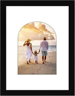 Americanflat 6x8 Picture Frame with Arch Mat Insert and Shatter-Resistant Glass - Signature Collection - Designer Photo Frames for Tabletop and Wall Display - 9x12 Picture Frame without Mat - Black