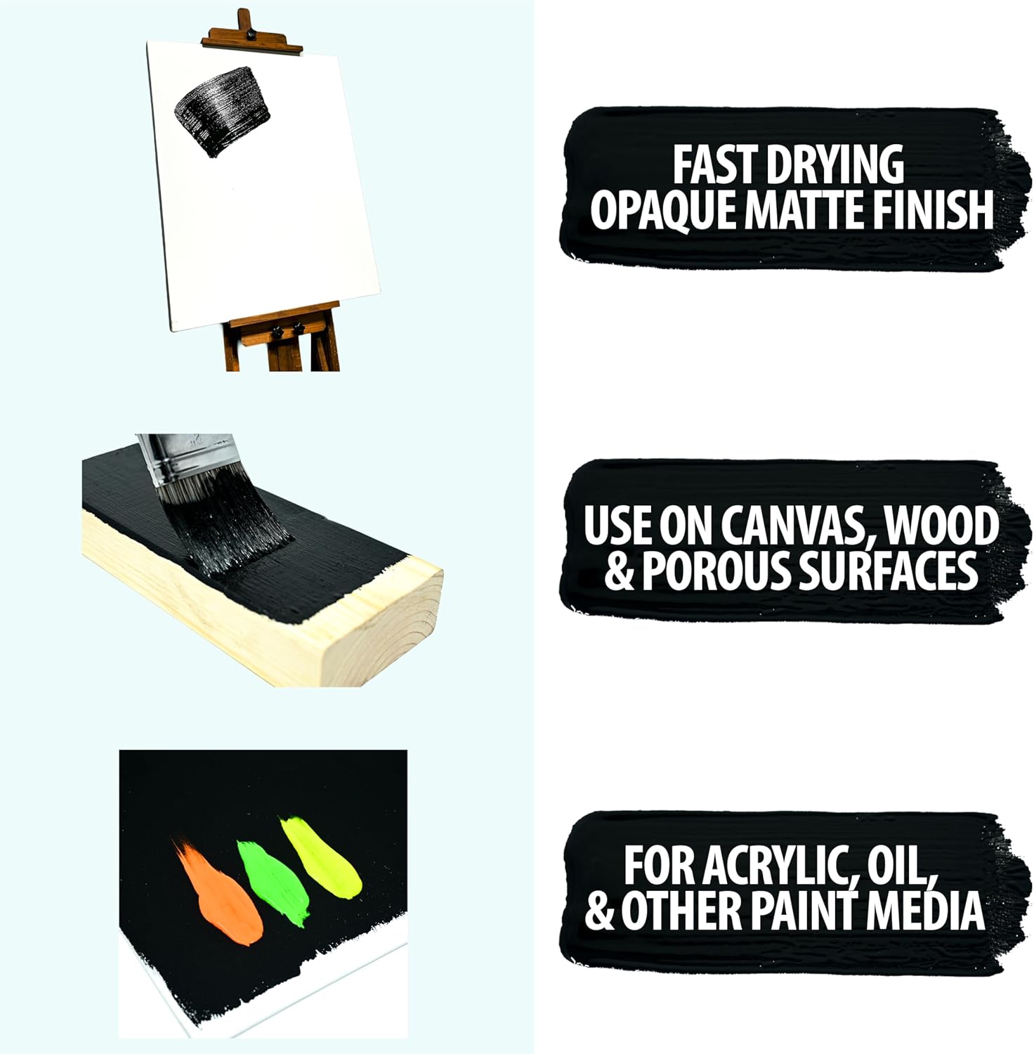 Handy Art Acrylic Gesso, Gallon, Black, Primer for Canvas, Wood, & Artist Painting Surfaces, Enhances Acrylic Paint Adhesion, Low Viscosity, Thick Coverage, Certified Safe & AP Non-Toxic, Made in USA