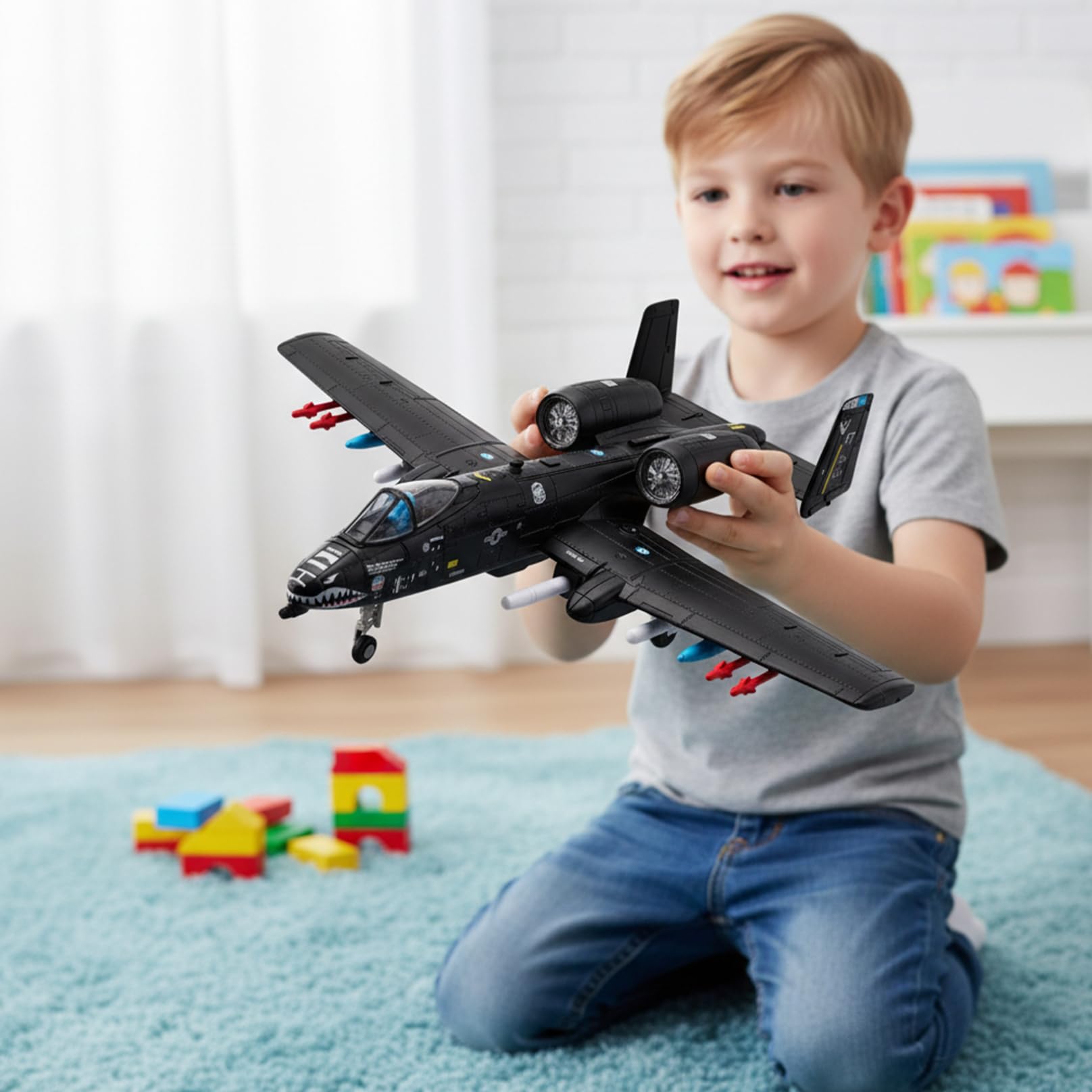Facocero A10, fantastico modello realistico di aeroplano con missili, armi e ruote da caccia rimovibili, kit modello di facocero A10 facile da montare per bambini e adulti