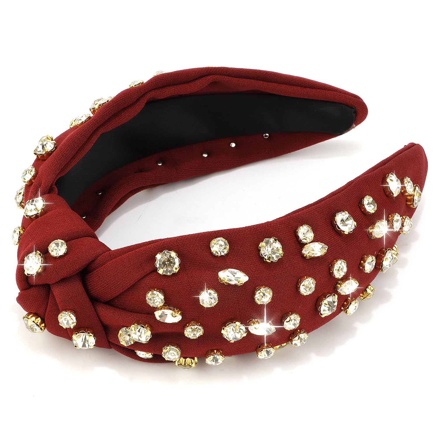 Amazon.com : Atoden Burgundy Knotted Rhinestone Womens Wide  display picture 1