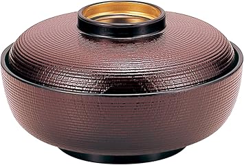 Fukui Craft 55 Thousand Striped Wood Grain Bowl-Russet Long Foot Gold Inside 3.6 X 6.5 X 6.5