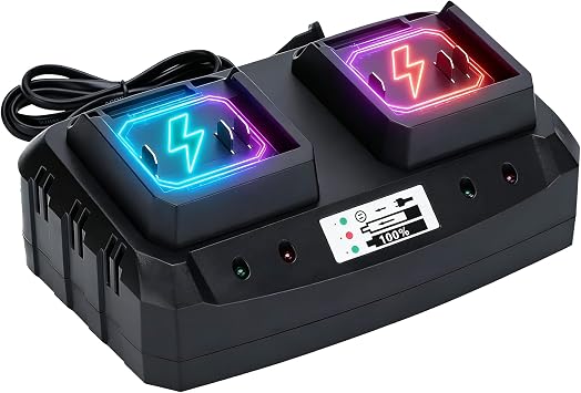 21V Battery Charger Base Quick Charge Compatible with 21v Lithium-Ion Battery Electric Tools, Outdoor Garden Tools Black 1 Port Dual-Bay Charger