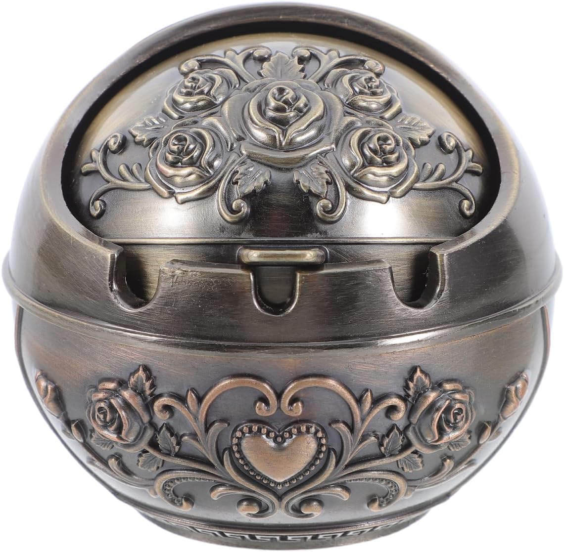 Luxshiny Creative Ashtray with Lid Portable Small Round Ash Tray for Indoor Outdoor Use Smokeless Ashtray for Home and Patio, 3.34 X 3.34 X 2.75 Inch