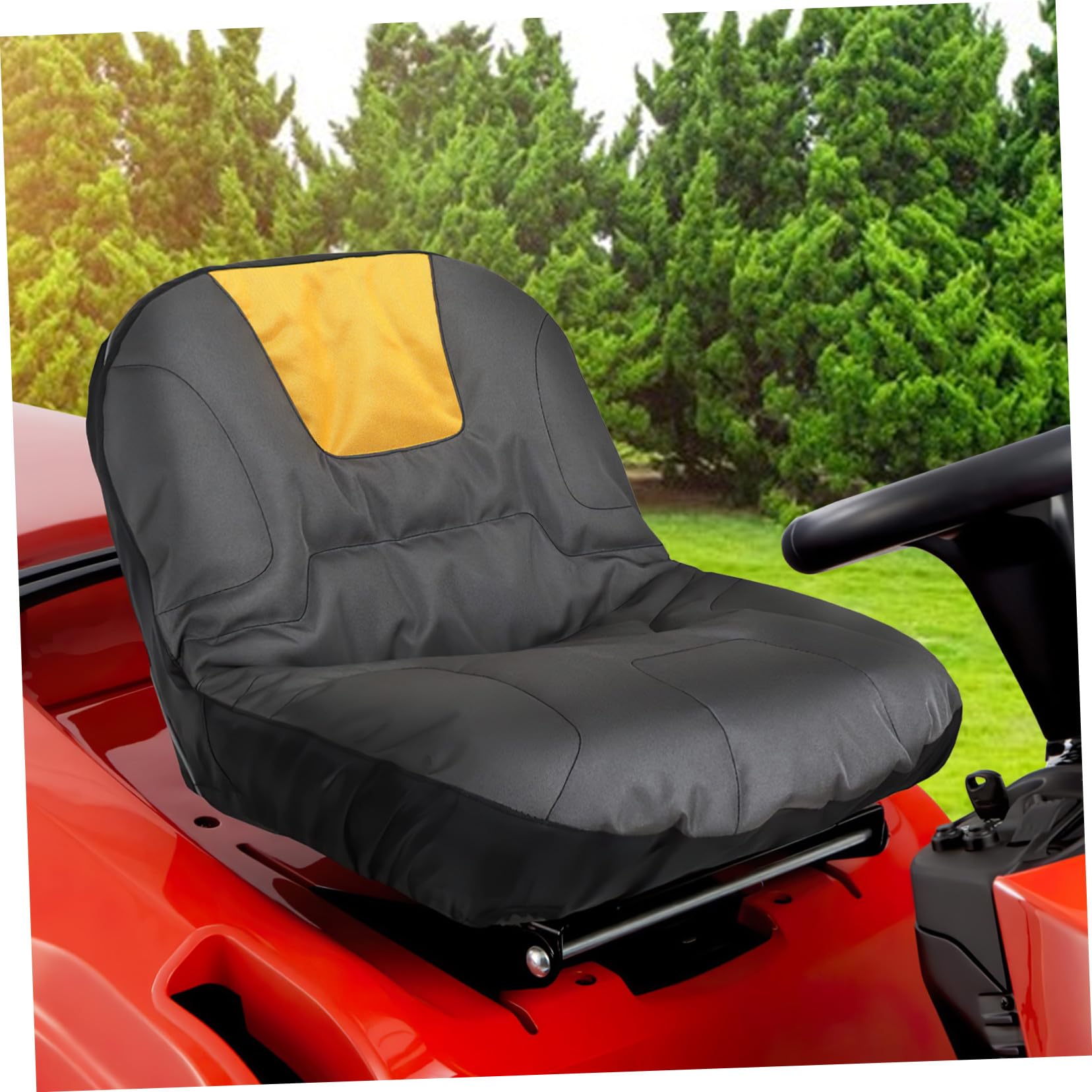 Funda Alta Durabilidad para Asiento de Cortacésped y Tractor de Tela Oxford Negra y Excelente Acabado , Protectores Ideales para Jardín y Exterior