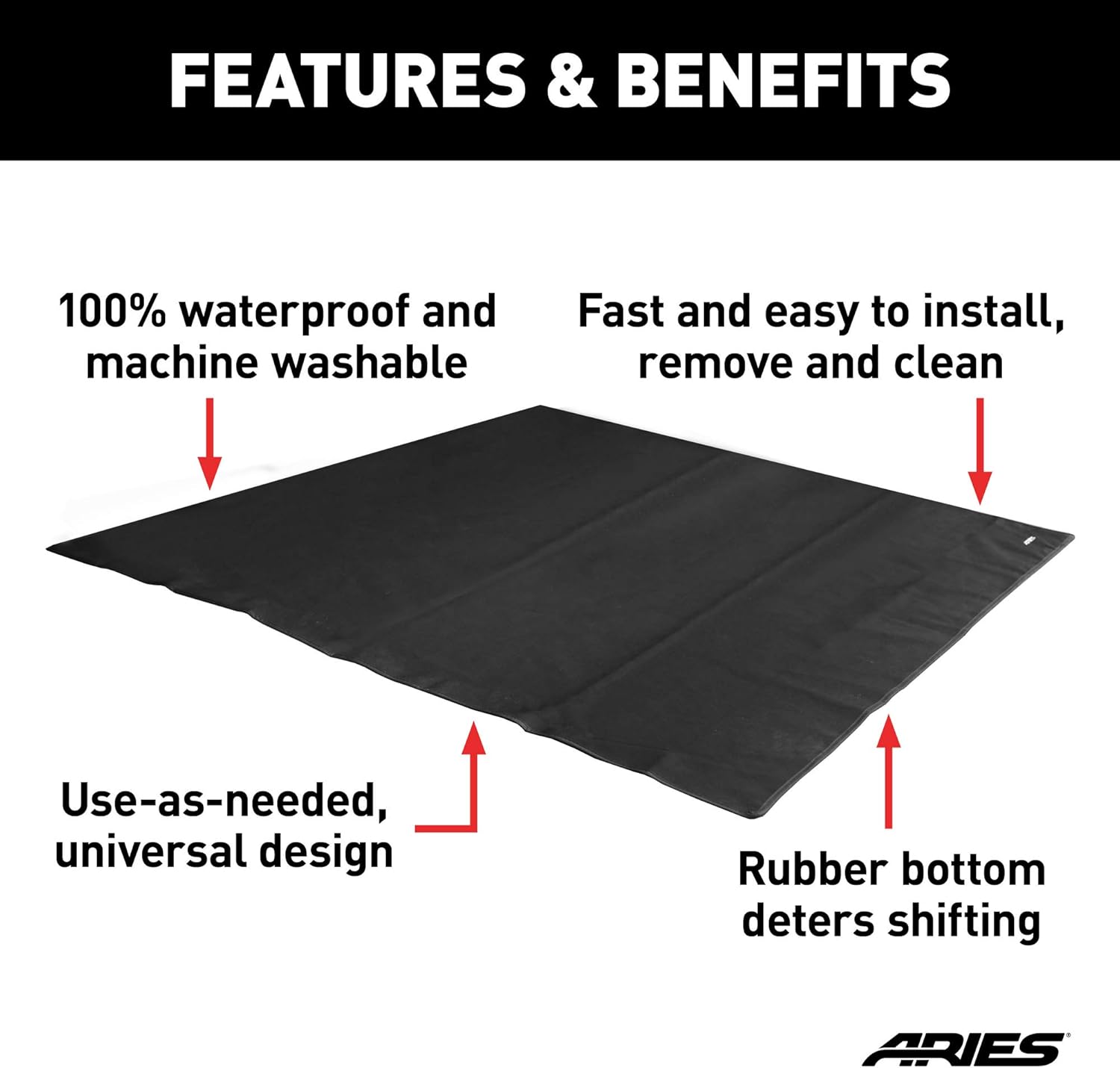 ARIES 3149-09 Seat Defender 60-Inch Black Waterproof Cargo Blanket Trunk Liner Protector