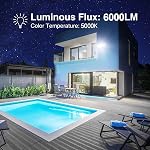 50W Flood Light Outdoor, 5000LM Super Bright LED Flood Light, Switch Controlled Security Lights with 3 Adjustable Heads, IP65 Waterproof, 5000K Wall Mount Outdoor Light for Porch, Garage, Yard