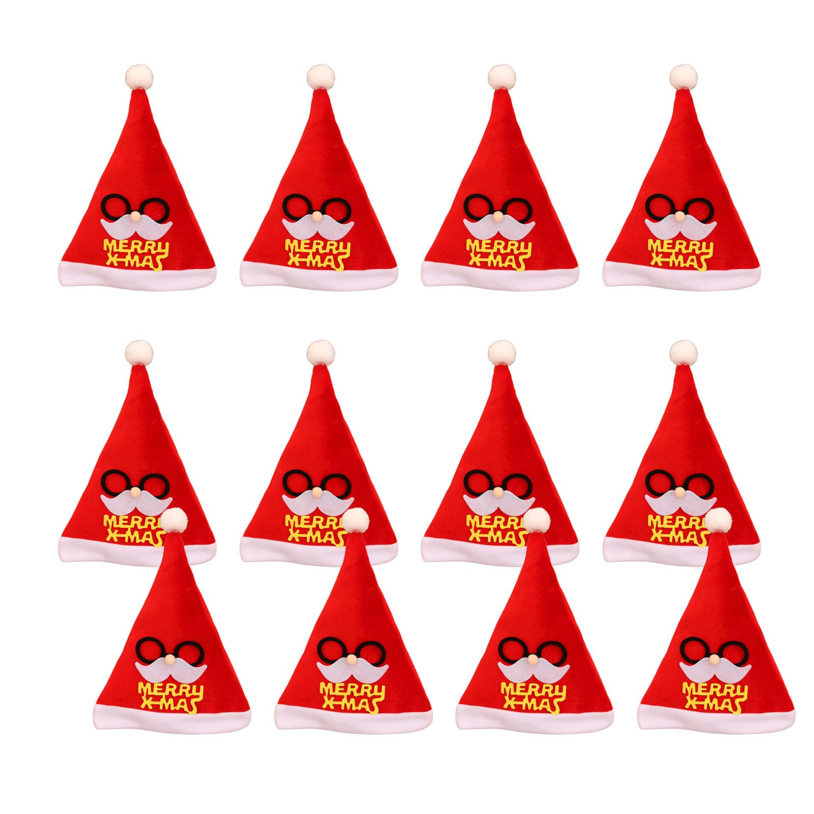 Buxuaaaa Of 12 Festival Santa Hat with White Brims Santa Hat Personalized Christmas Party Costume Accessories Comfortable