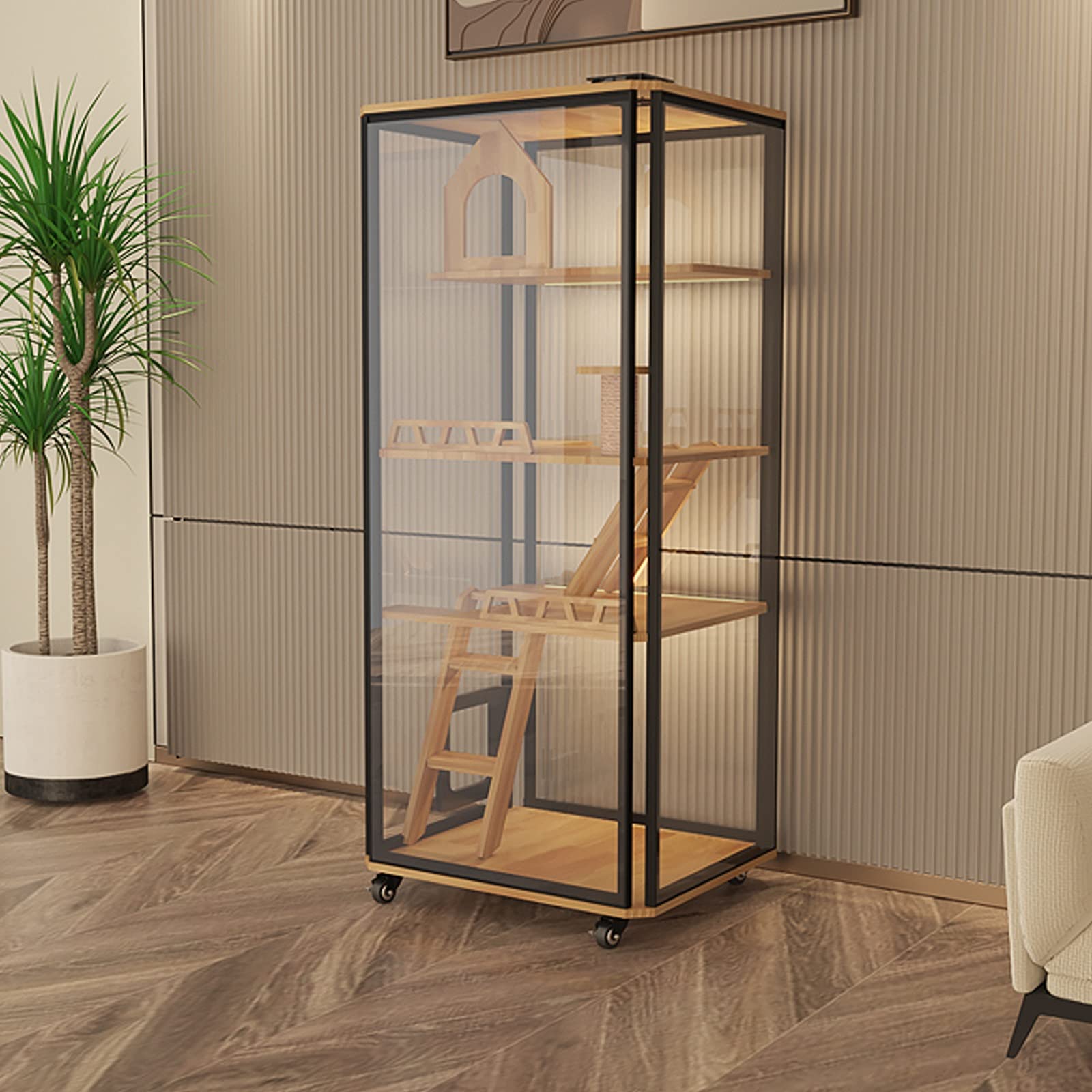 villa per gatti Cuccia for gatti panoramica in vetro, gabbia for di grandi dimensioni (D) Per interni