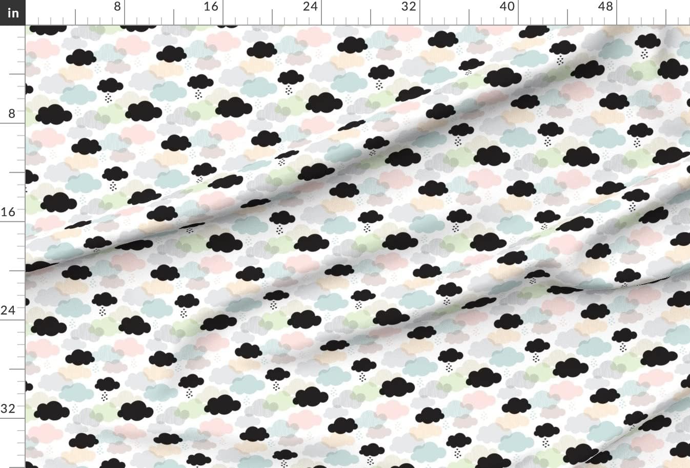 Spoonflower Fabric - Pastel Geometric Clouds Scandinavian Soft Sky Rain Love Printed on Minky Fabric by The Yard - Sewing Baby Blankets Quilt Backing Plush