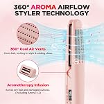 MiroPure 360° Airflow Styler Curling Iron, Titanium Flat Iron Hair Straightener and Curler 2 in 1, Professional Curing Wand with Ionic Aroma Cool Air, 13 Adjustable Temps, Dual Voltage for Long Hair