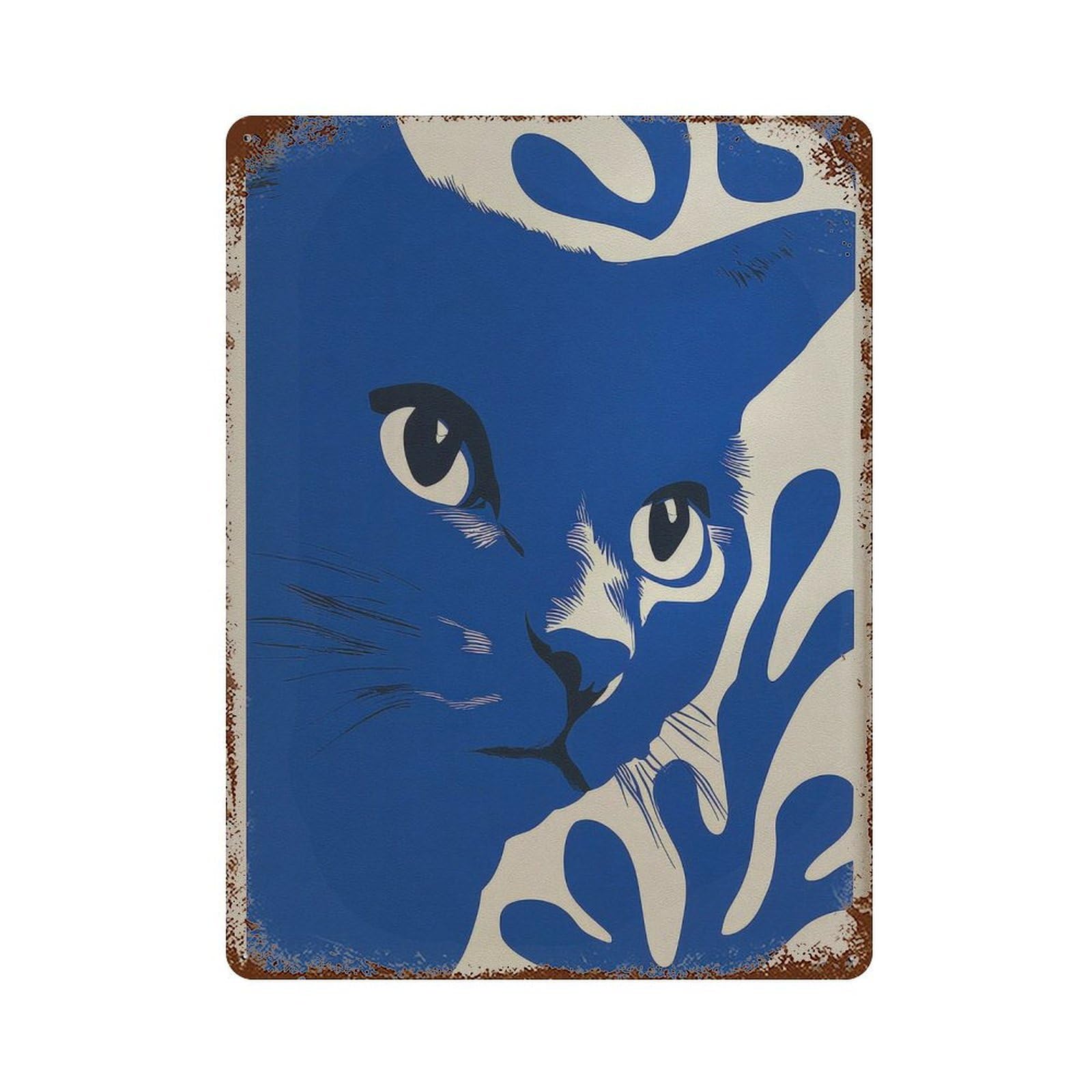 xiaoxiaoshen Cat Portrait. Minimalist Y2k Wall Decor Art Metal Tin Poster Modern Home Decor Art Home Bar Shop Decorations Vintage Sign 40x30cm