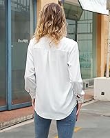 Vista 3 de Blusa clásica de gasa con botones para mujer, manga larga, cuello