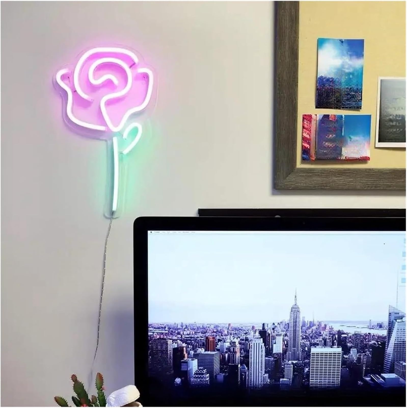 Luci al neon Decorazione a forma fiore per rosa insegna luminosa al neon negozio festa illuminazione da parete insegne decorative 18×30cm