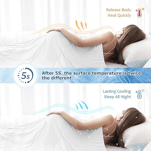 Miniatura 2 de EASELAND Edredón refrescante Queen Tencel para personas que duermen con calor, tela ligera y transpirable de doble cara para sudores nocturnos,