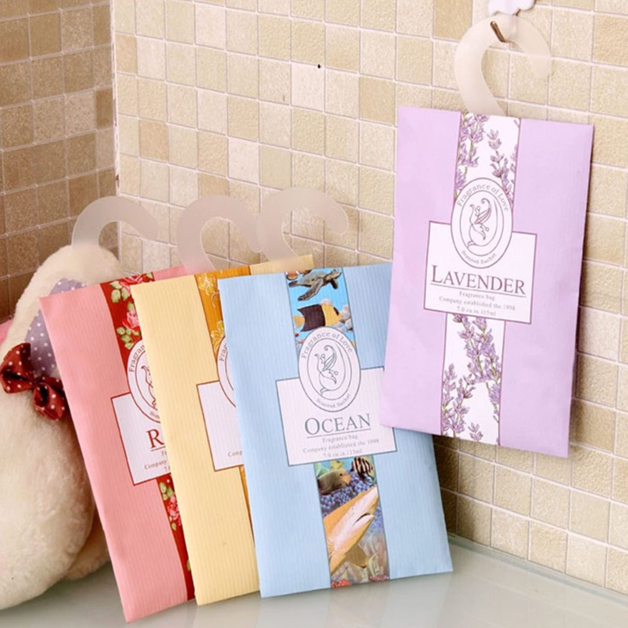 6PCS Sachet Armoire Parfumé, Sachet Parfumé Armoire Sent Bon Maison, Parfum d Ambiance Maison Parfum d'intérieur, Desodorisant Vetement Armoire, Sachets Lavande Placards Parfum Voiture (6pcs)