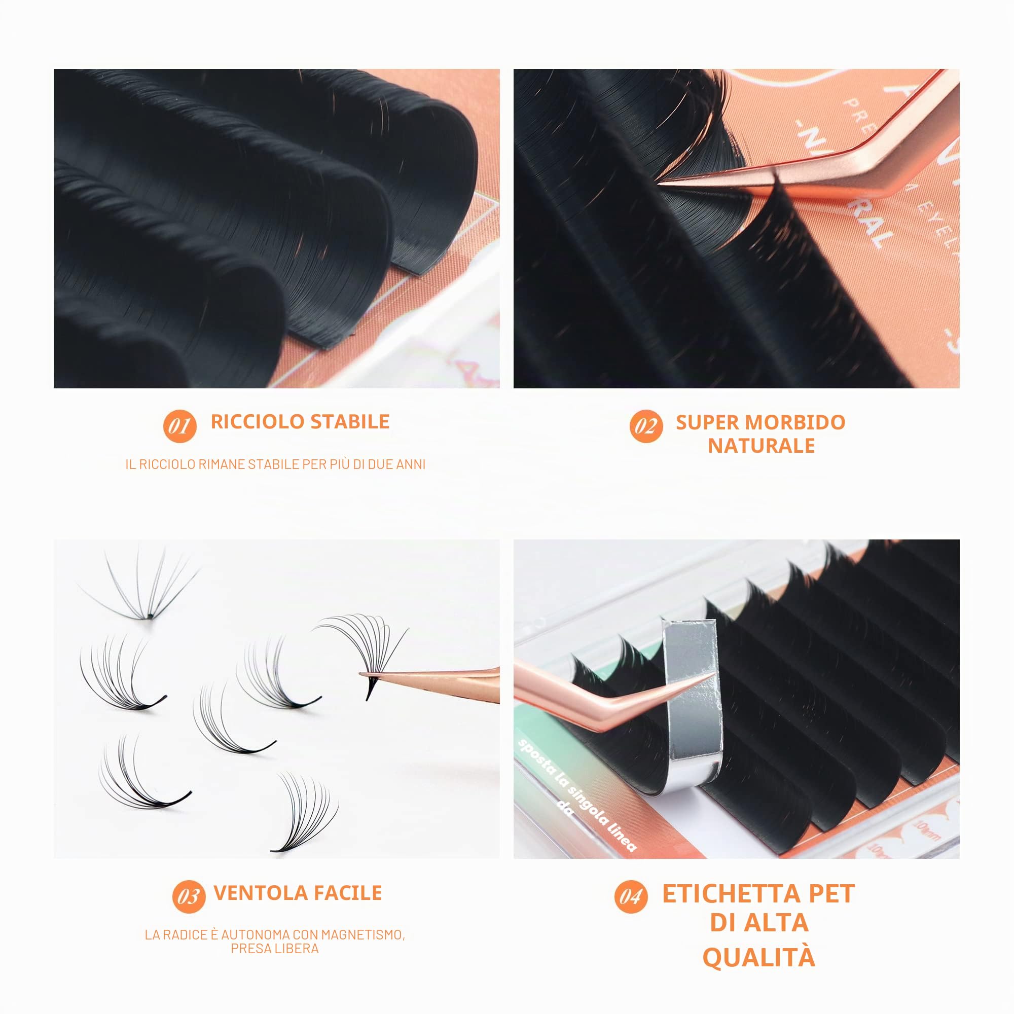 Volume estensione delle ciglia A Ventaglio Automatiche 0.07 C Curl 8-15mm Mix Easy Fan Lashes Automatic Blooming extension ciglia finte (8-15mm Mix, 0.07 C)