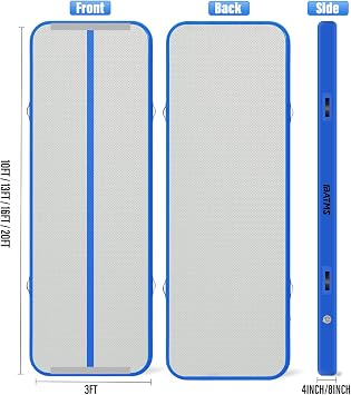 IBATMS Inflatable Gymnastics Mat 10/13/16/20ft, Air Tumbling Mat Track