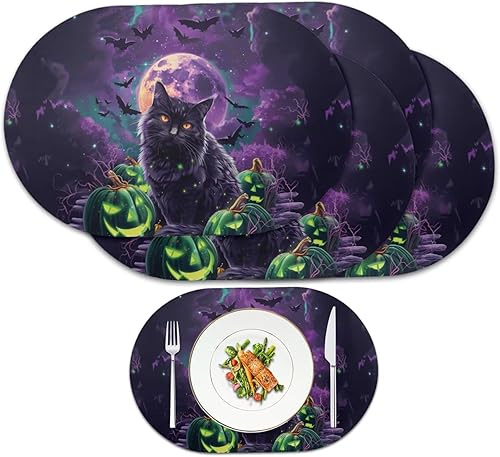 Miniatura 97 de Juego de 6 manteles individuales lavables para mesa de comedor, resistentes al calor, mesa de cocina, decoración del hogar, lavable, ovalada, de