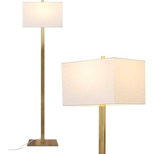 Brightech Stella Mid-Century Modern Standing Lamp, Contemporary Lamp for Living Rooms & Offices, LED Floor Lamp for Reading and Work, Excellent Tall Lamp with Heavy Base for Living Room Décor - Brass