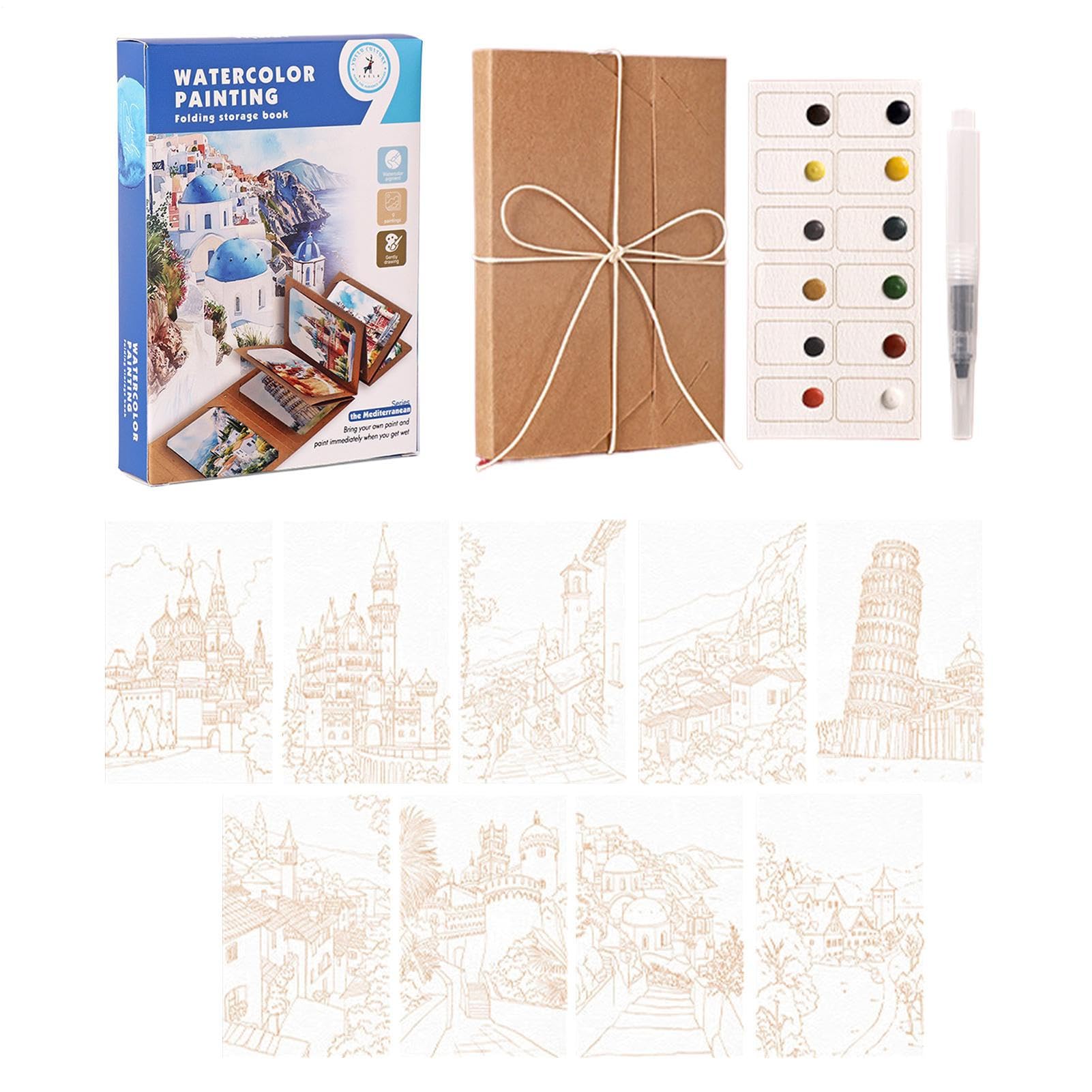 Set de acuarela con cuaderno de pintura para regalar a aficionados al dibujo creativo