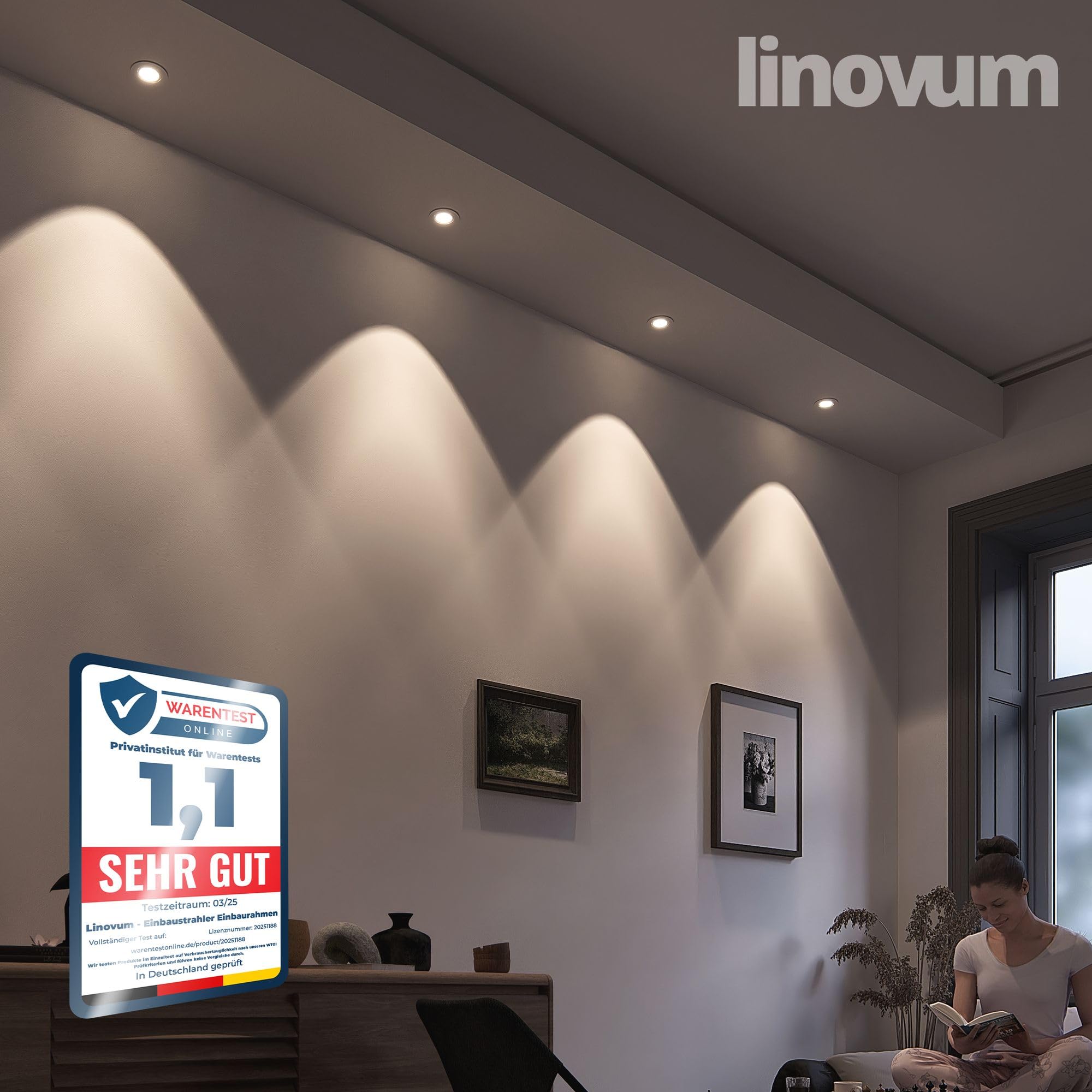 linovum LED Einbaustrahler Einbauleuchte 10er Set - Einbauspot flach in rund schwenkbar weiß inkl. 4W LED Modul neutralweiß