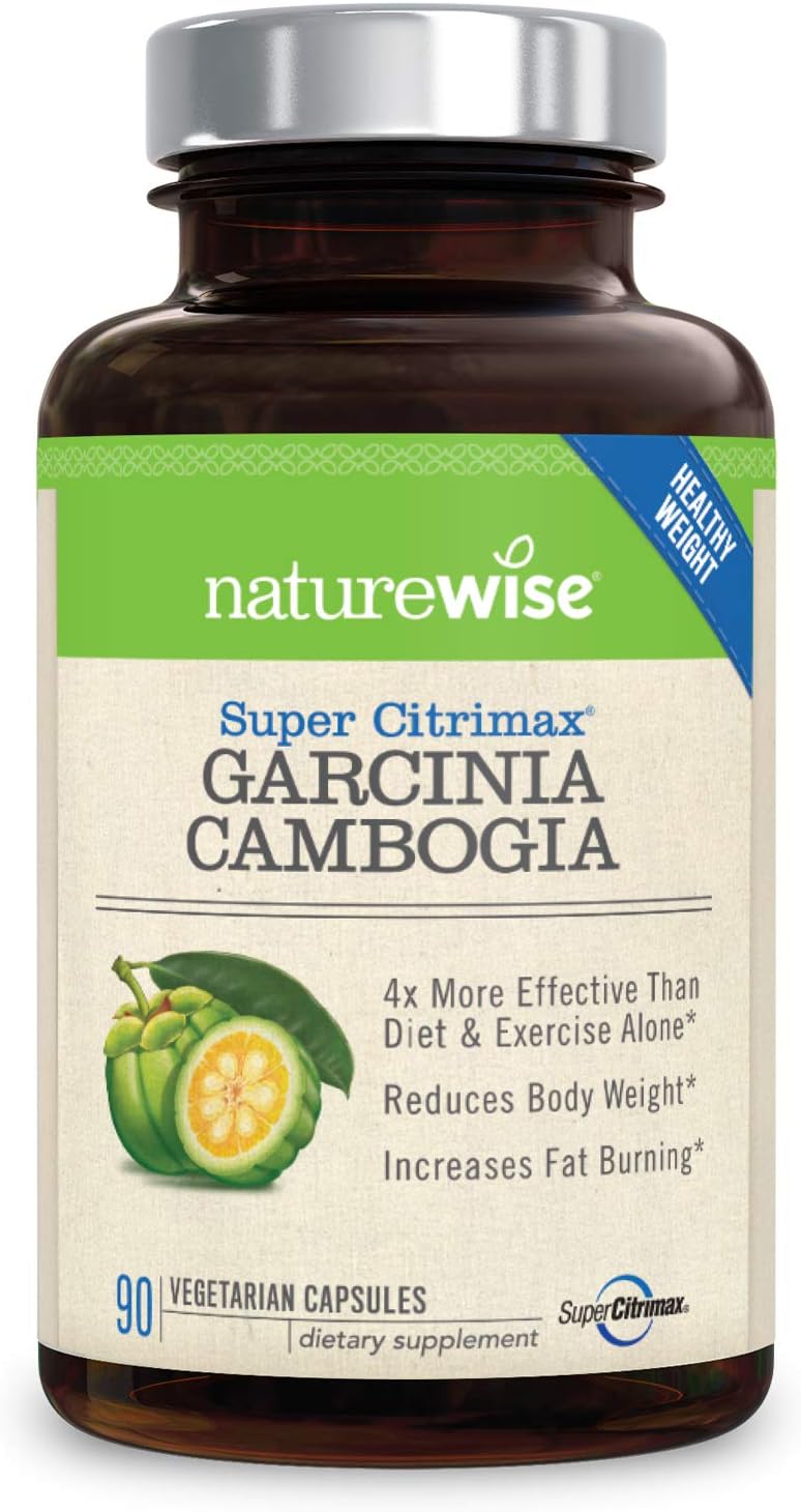 NatureWise Clinically Proven Super CitriMax Garcinia Cambogia with 4x Greater Fat Burning & Weight Loss Plus Appetite Control 500 mg (Packaging May Vary) [1 Month Supply - 90 count]