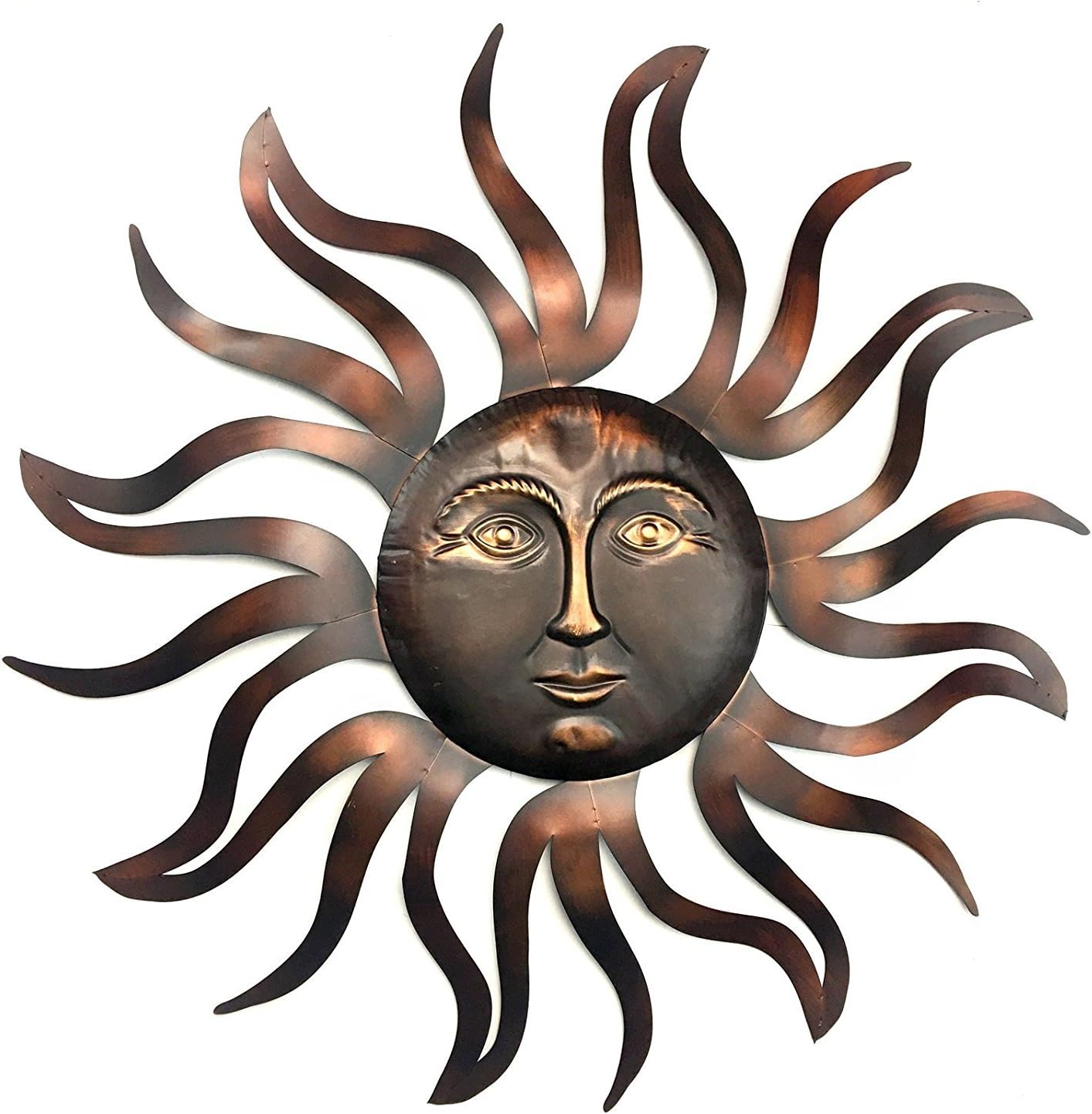 Bellaa Sun Metal Wall Decor Indoor Outdoor Garden Home Art 35 x35 Inch Copper