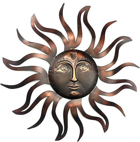 Miniatura 1 de Bellaa Decoración de pared de metal para interiores y exteriores, arte para el hogar, 35 x 35 pulgadas, cobre