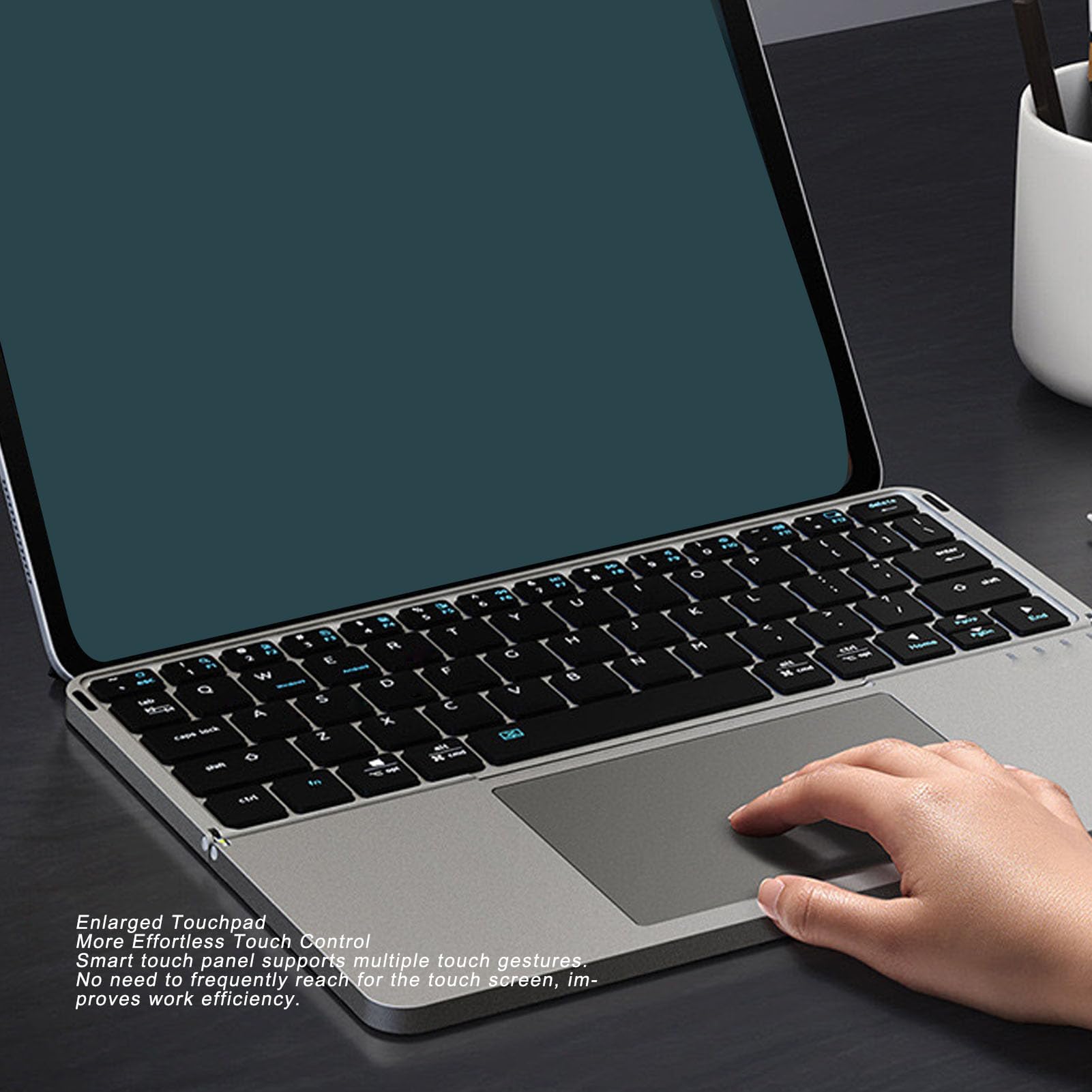 Tastiera Bluetooth con Touchpad, Tastiera Pieghevole Portatile con Touchpad Integrato, Collega 3 Dispositivi, per Tablet, Telefono, Laptop (GRAY)