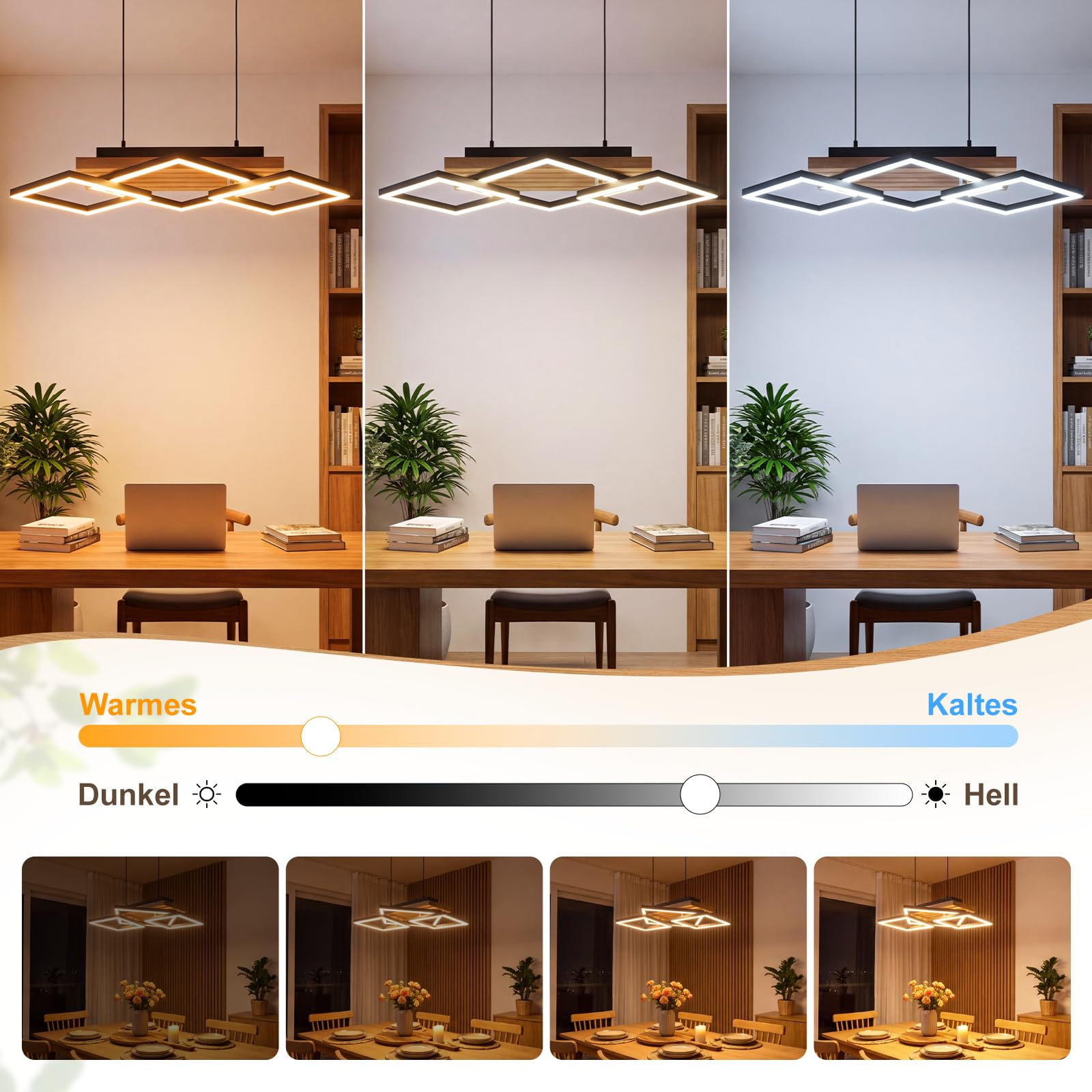 GBLY Pendelleuchte Esstisch Hängelampe Holz Esszimmerlampe Moderne Dimmbar