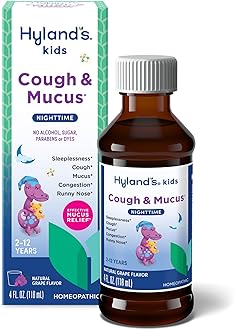 Kids Nighttime Cough Syrup & Mucus Relief, Kids Cough Medicine for Ages 2-12, Grape Flavor, Natural Sleep Aid, Cough, Runny Nose, Mucus & Congestion, Ounces