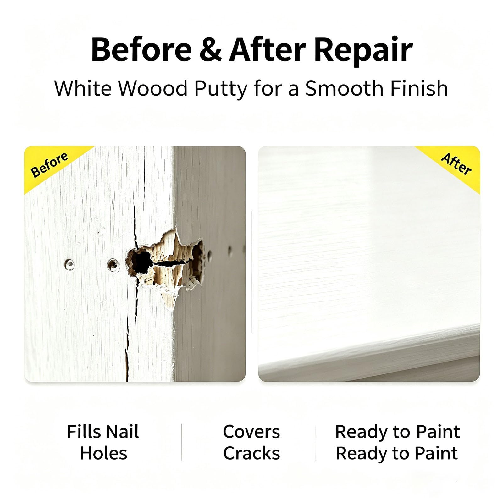 Mastic bois blanc à base d'eau pour réparer meubles et fissures (3Pcs)