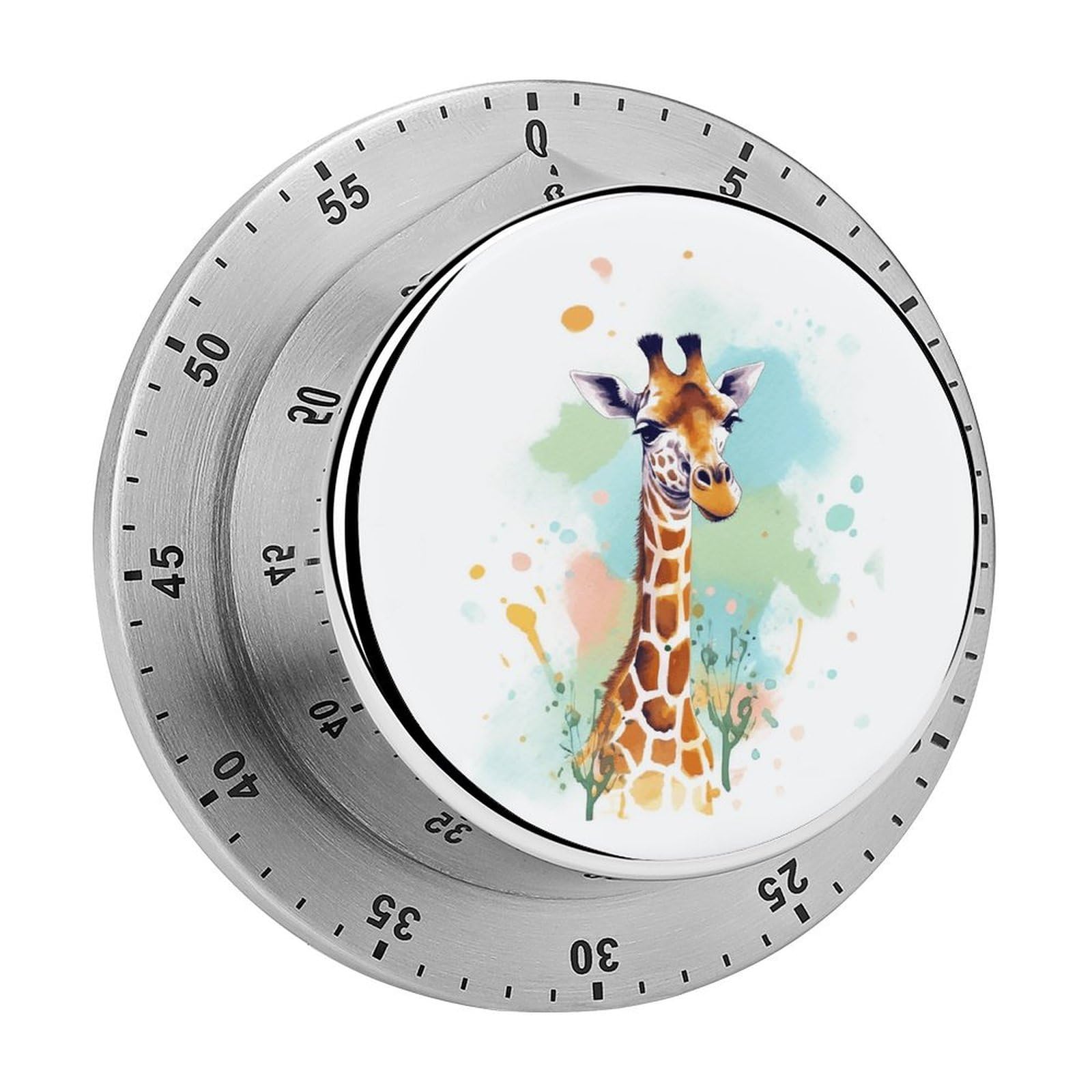 Giraffe Art Illustration Timers Adsorbable Stainless Steel Kitchen Timer Loud 60 Minute Visual Timer Portable Manual Countdown Timers Alarm Clock Time Management Tool for Home Work