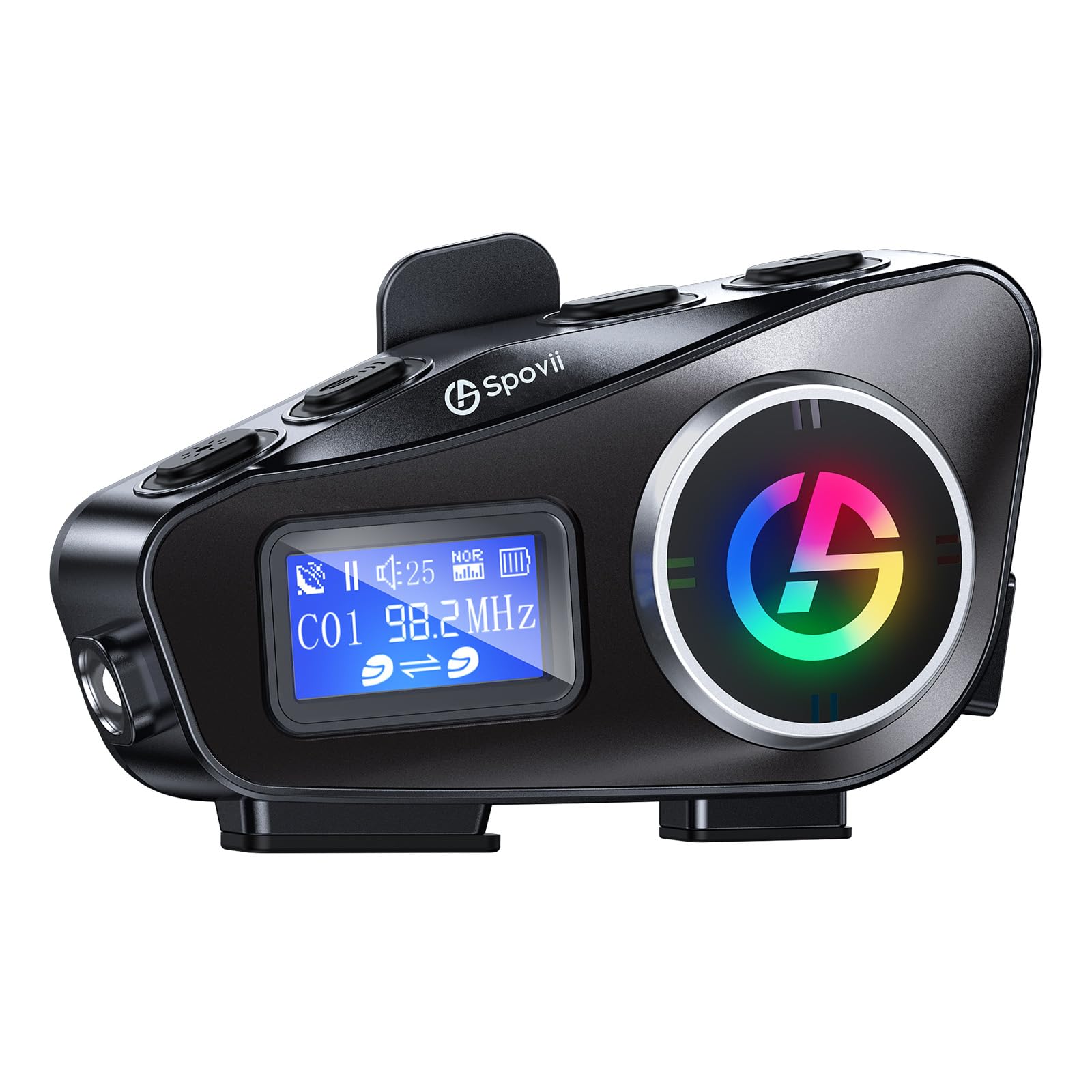 C1 Interfono Bluetooth per Casco Moto, Interfono Moto 500m con Condivisione Musica, Radio FM, Slot Micro SD, Batteria 1000mAh - Compatibile con Diversi Tipi di Casco