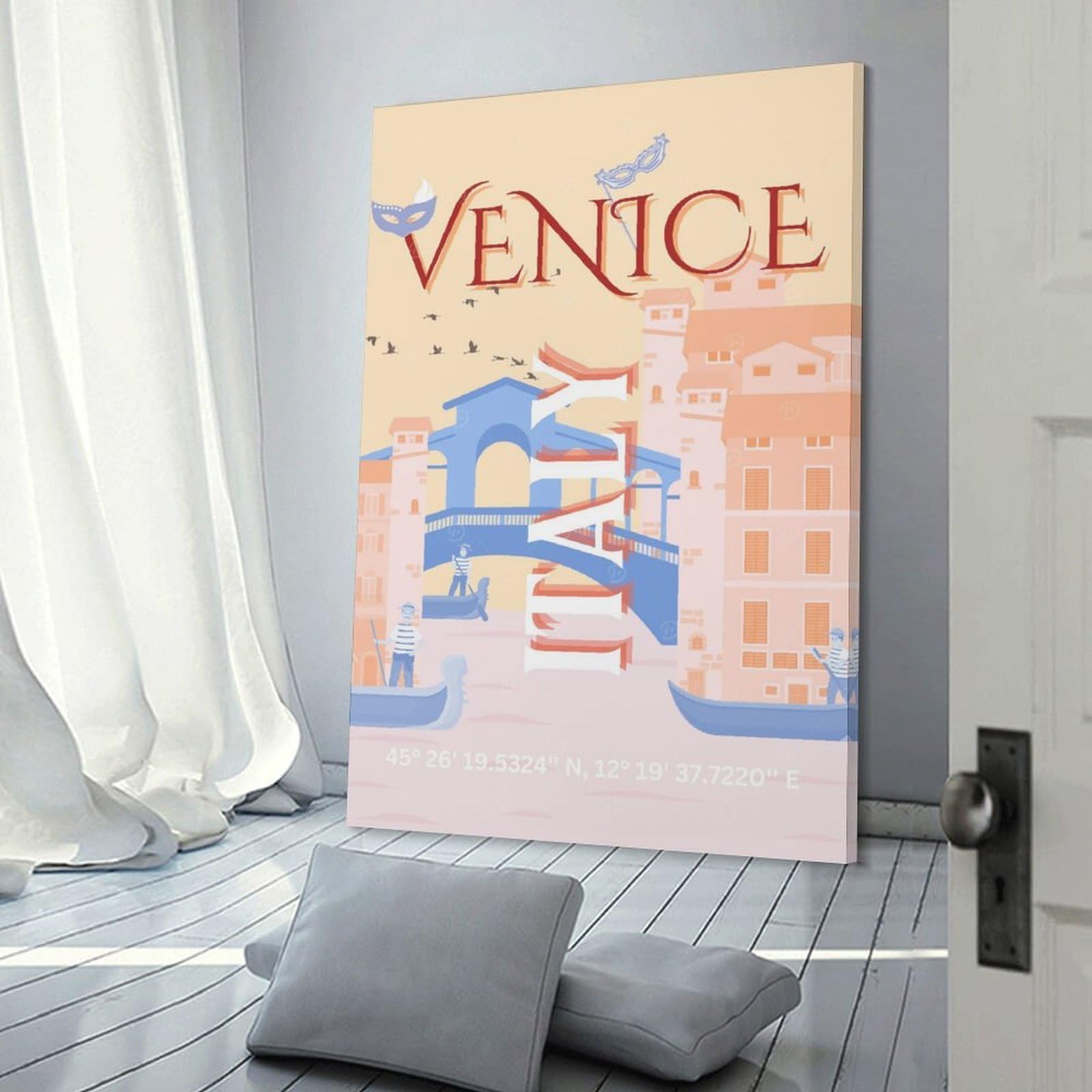 Junmoney Frame-Style-17 Venice, Italy Travel Home Decor Wall Art, 12X18inch(30X45cm), For Wall Displays, Bedrooms Or Room Updates, Ideal For Building A Coordinated Art Wall