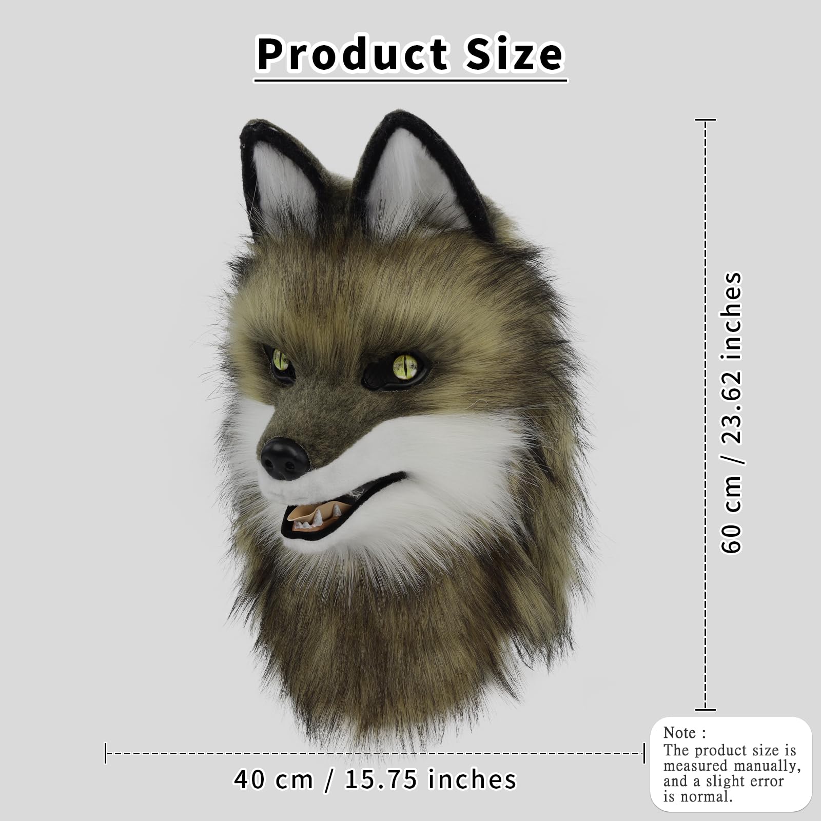 PPFINE Animal Faux Fur Wolf Dog Furry Full Head Mask Cosplay Costume Accessories for Halloween Party, Grassyellowwhite - Image 3