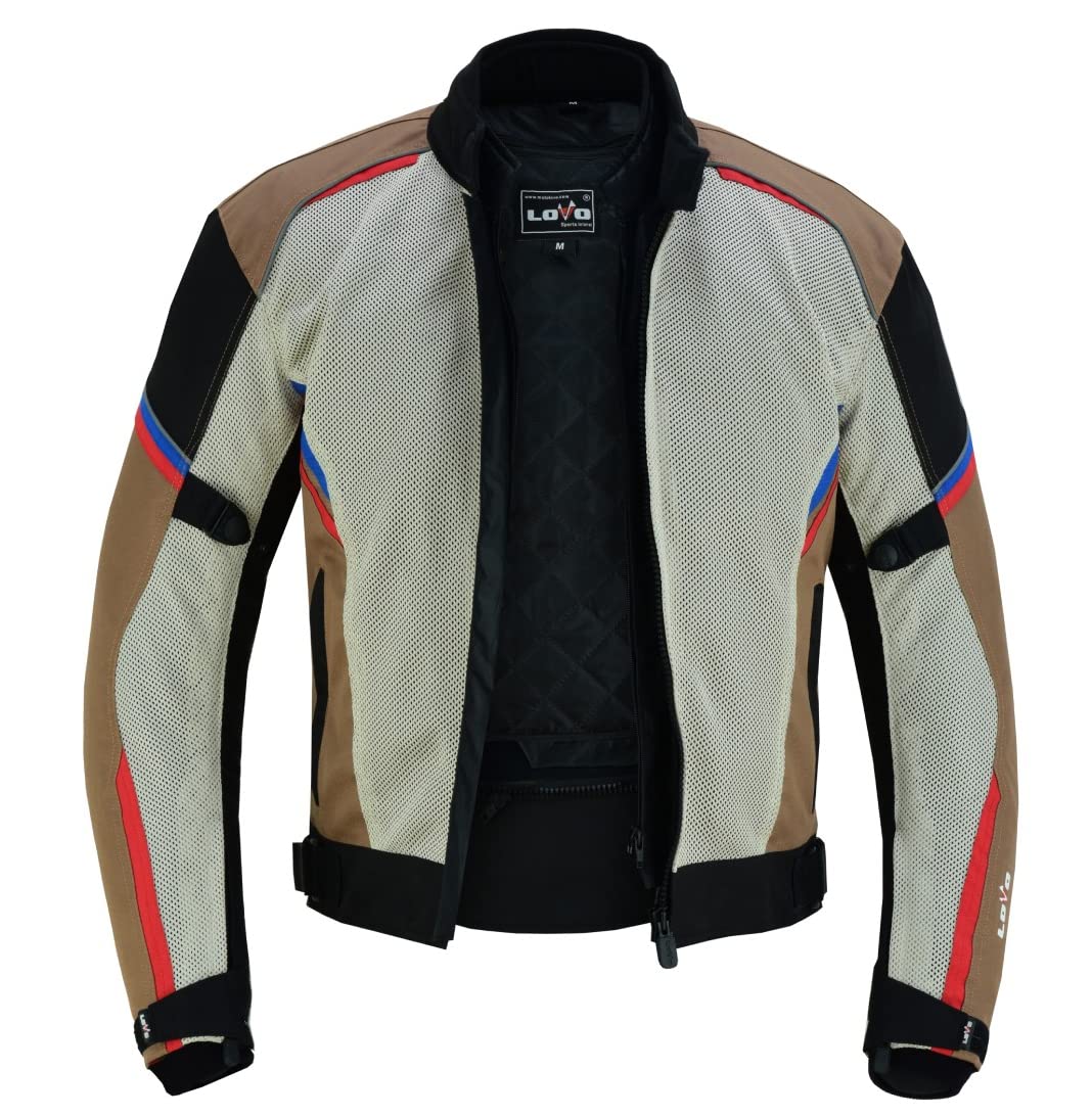 LOVO - Chaqueta Perforada Tricapa de Verano para Moto Hombre - Chaqueta Moto Hombre Verano Ligera y Transpirable - Protecciones Homologadas Incluidas - Cazadora Moto Hombre de Alta Resistencia