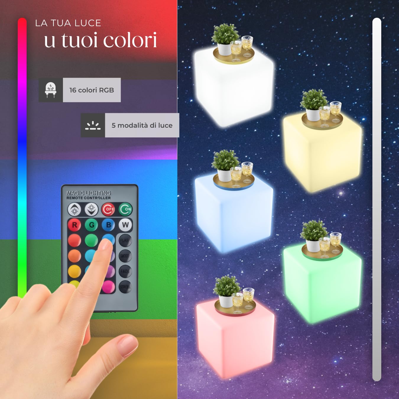tectake® Cubo luminoso LED