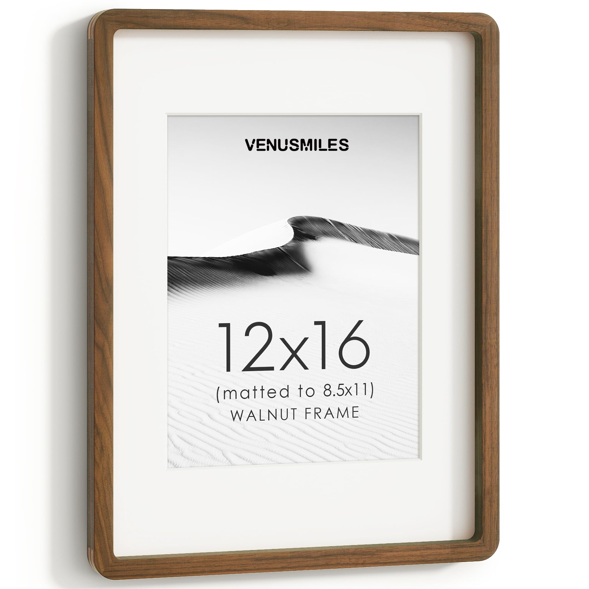 12x16 Picture Frame, USA-Sourced Natural Walnut Wood Photo Collage Frame