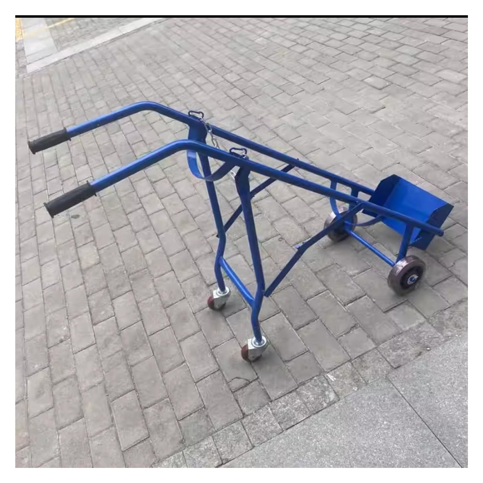 SFSLBFB Oxygen Tank Cart Foldable Steel Carrier with 4 Wheels and Safety Chain for Secure Transport in Medical and Industrial Settings