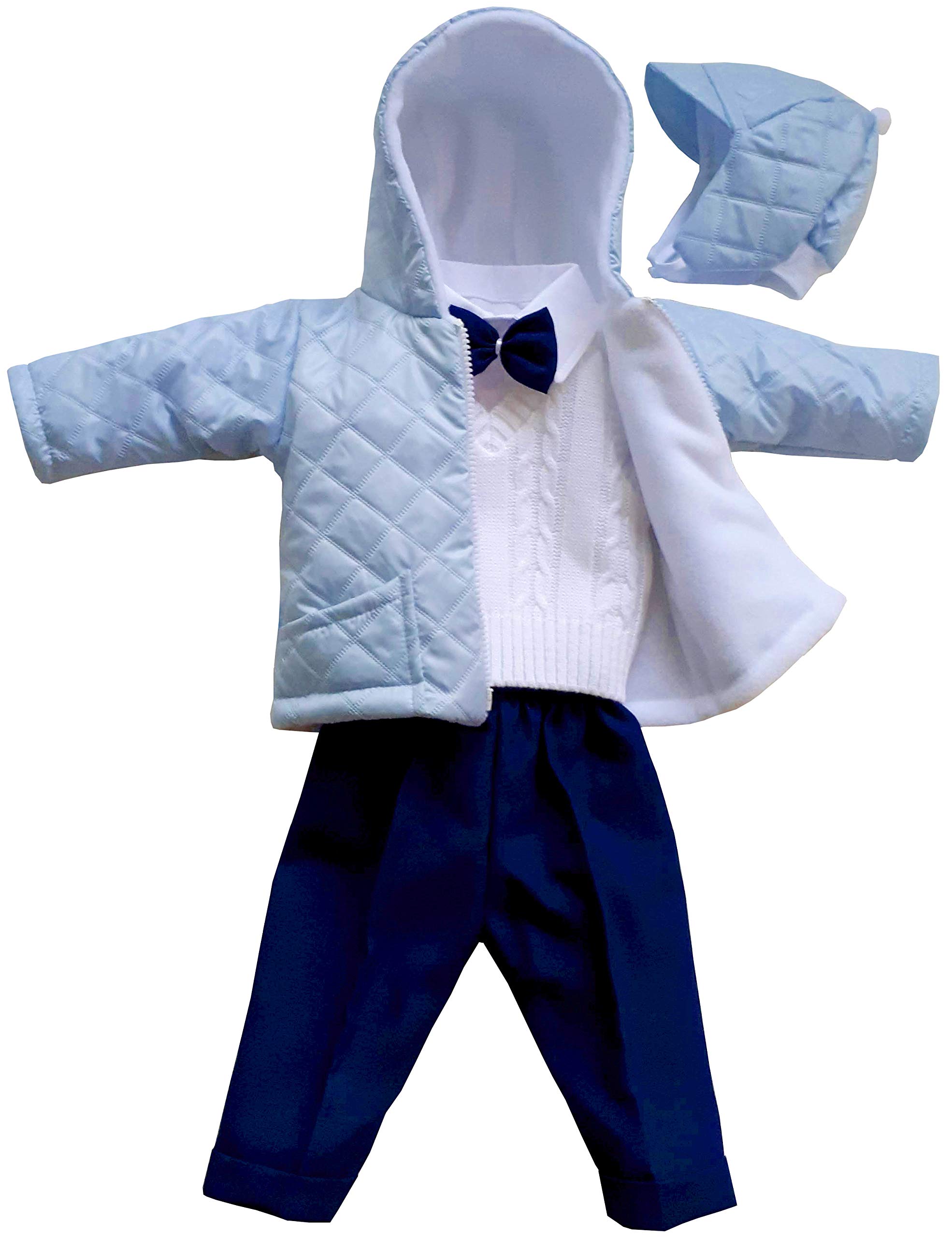Taufanzug Festanzug Jacke Steppjacke Mütze Hose Hemd Weste Fliege Taufe Baby Anzug blau