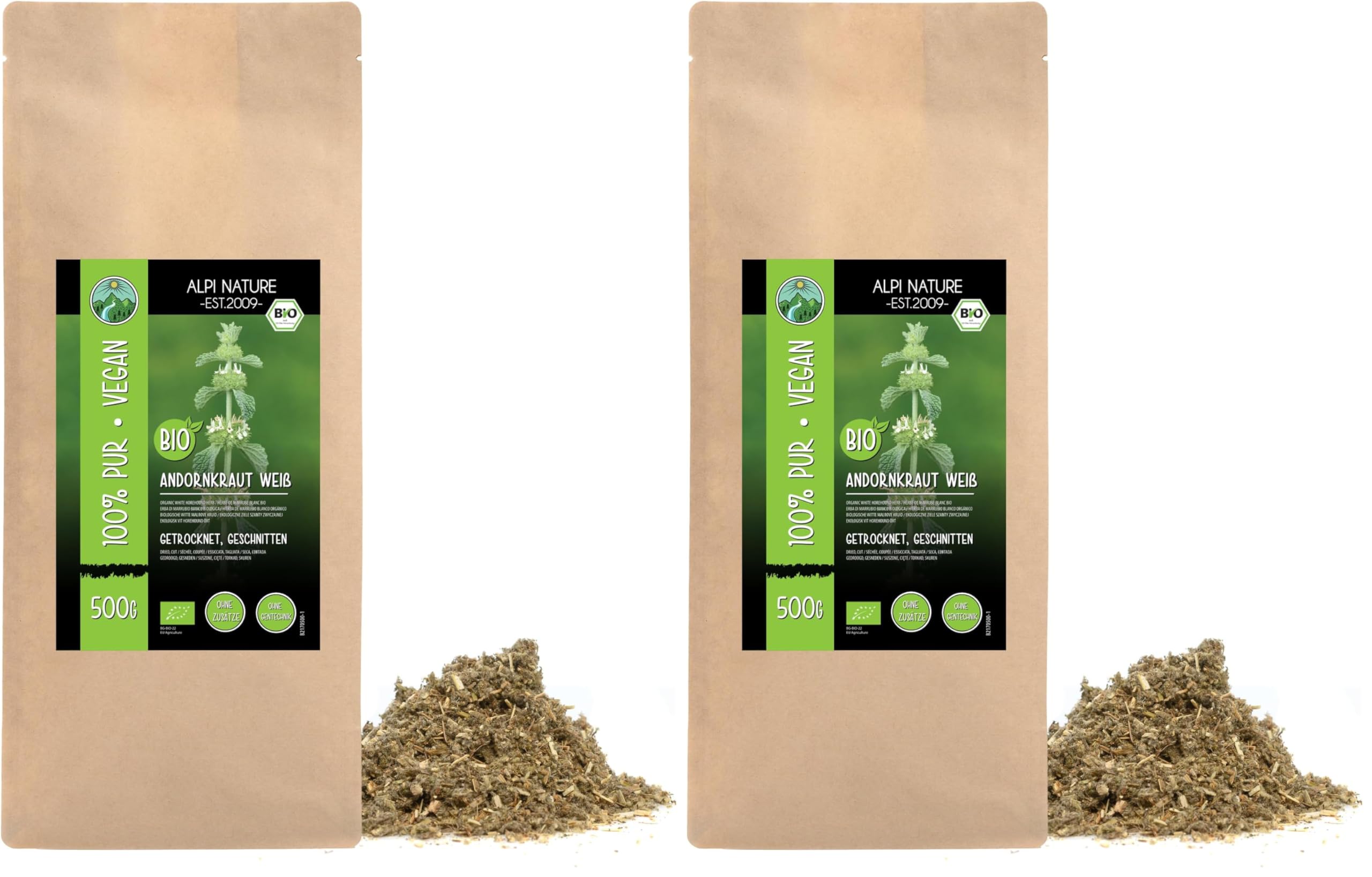 Alpi Nature Andorn Tee BIO 500g, Andornkraut getrocknet und geschnitten, Andornkraut Tee lose (Packung mit 2)