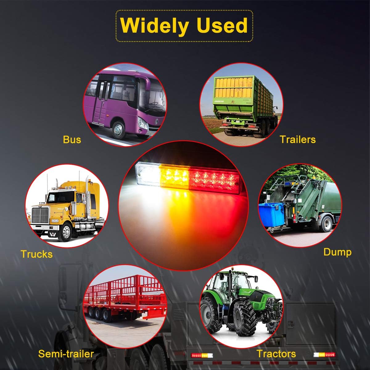 LIMICAR 20 LED Trailer Tail Lights Bar Waterproof DC 12V Tail Turn Signal Reverse Brake Running Lights for Truck Trailer RV UTV Camper Red Amber White 2PCS