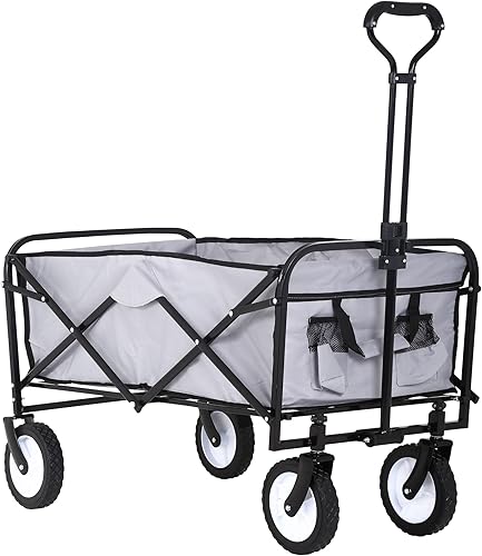 Vagón plegable portátil plegable para jardín para exteriores para compras playa campamento deportes picnic gris