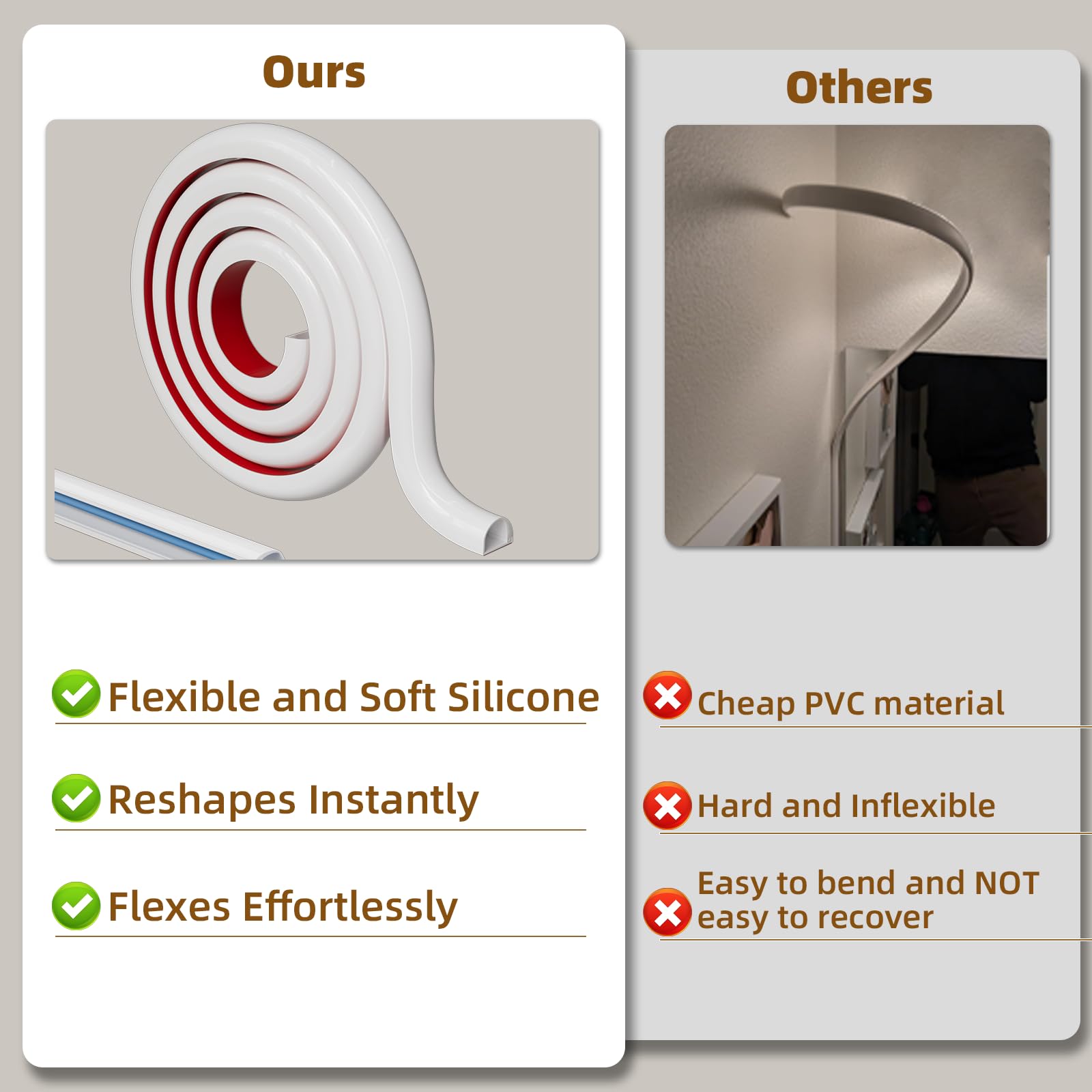 Ocultador de cables de 118 pulgadas para TV montado en la pared, adhesivo de un solo cable para pared, kit de conductos para ocultar cables, corrector de cables de silicona flexible para oficina en