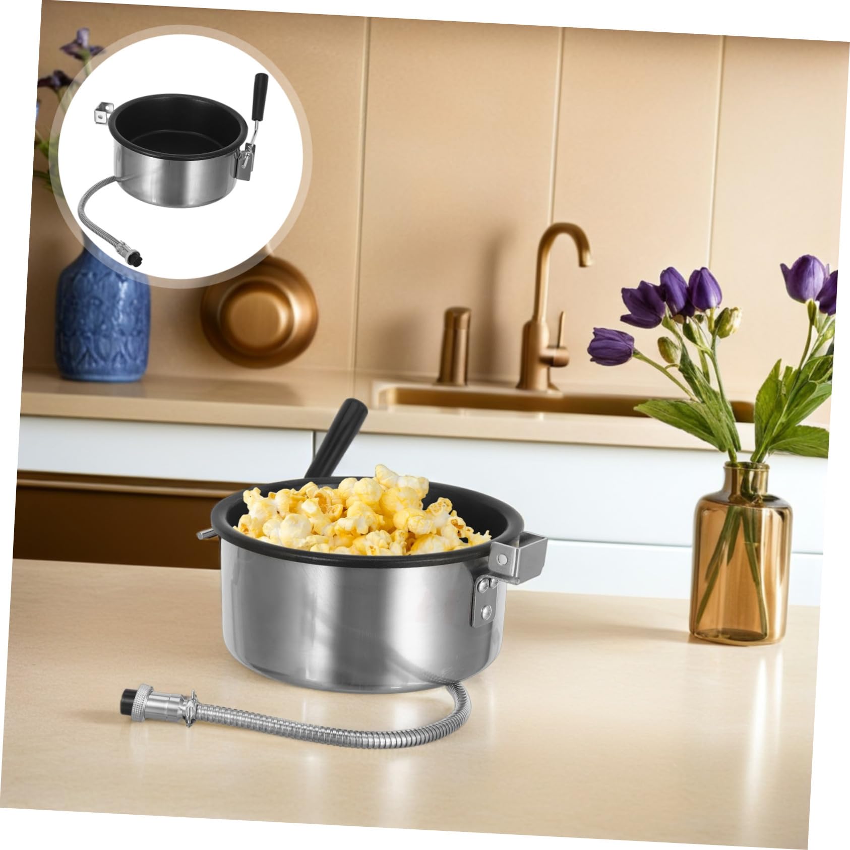 TOYANDONA Olla Antiadherente para Hacer Palomitas 8 Onzas de Metal, Accesorio Comercial para Máquina de Palomitas, Resistente al Calor, Repuesto para Palomitero en Fiestas y Uso Doméstico