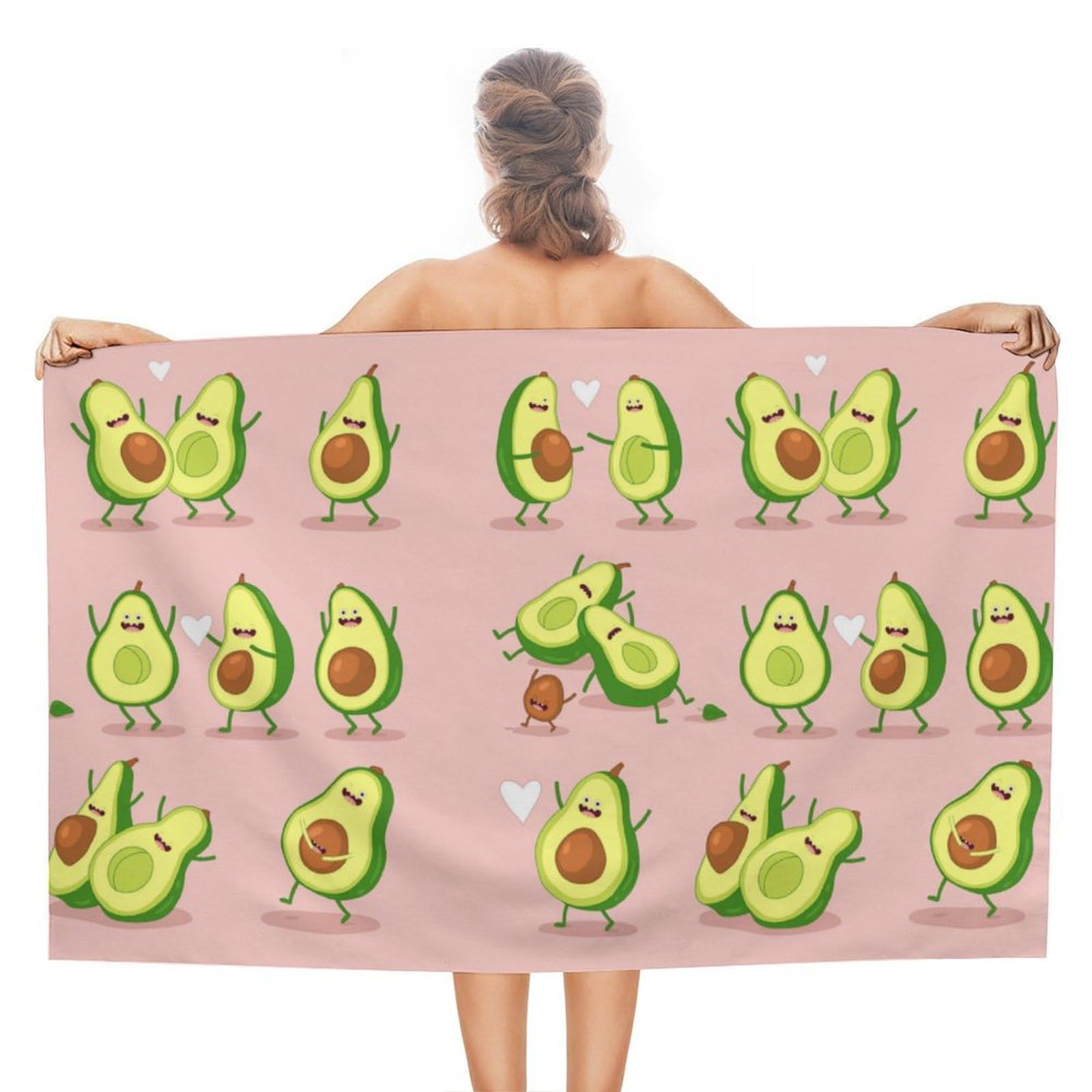 LEDFCVSU Beach Towel, Funny Avocado Bath Towel, Absorbent Towel for Swimming, Sports, Travel
